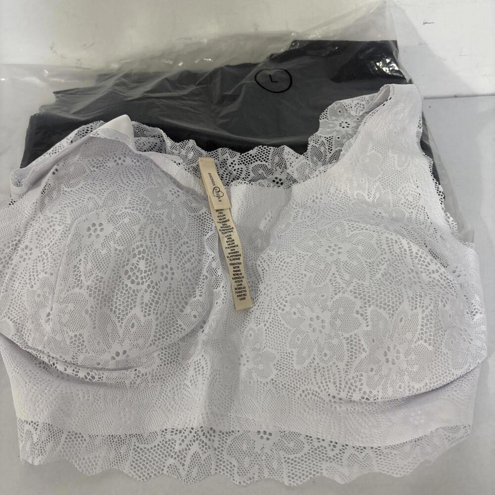 New Rhonda Sheer Lace Bras‎ Set Of 2 White & Black Lace Large